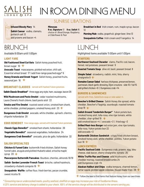 the attic salish lodge menu  The Attic is pleased to offer to-go options, featuring some of your favorite Salish Lodge & Spa menu items